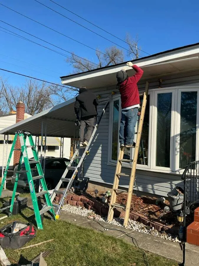 Restoration crew performing exterior repair in Olney